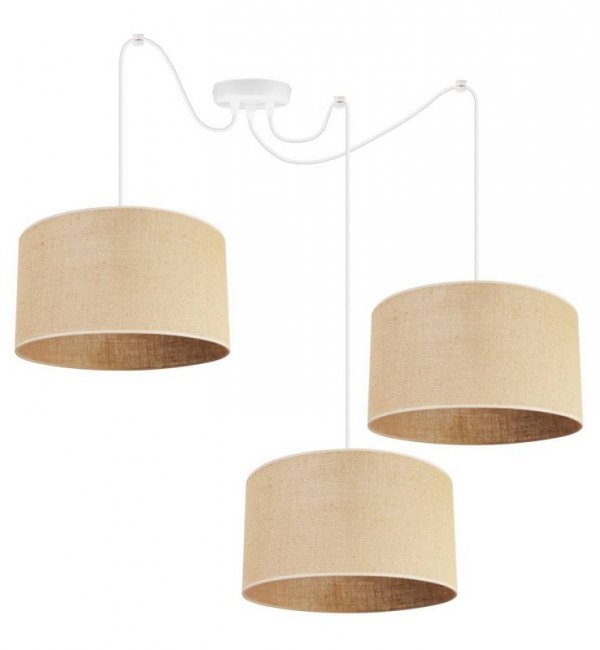 Lampa wisząca typu pająk Spider, 3 abażury juta 35 cm, E27 LIGHT HOME