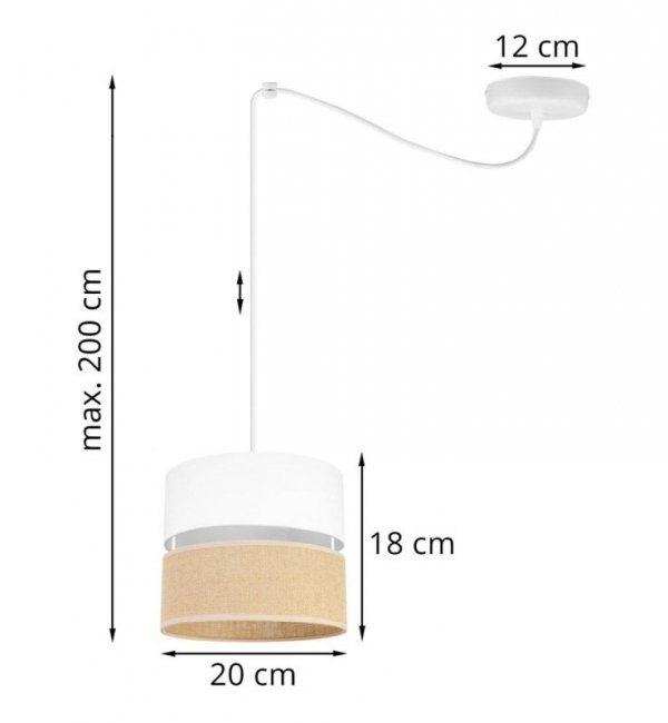 Lampa wisząca pająk, JUTA, regulacja, mały abażur, jedno źródło światła