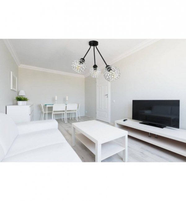 Lampa sufitowa Crystal, trzy klosze, metal, srebrna, nowoczesna LIGHT HOME
