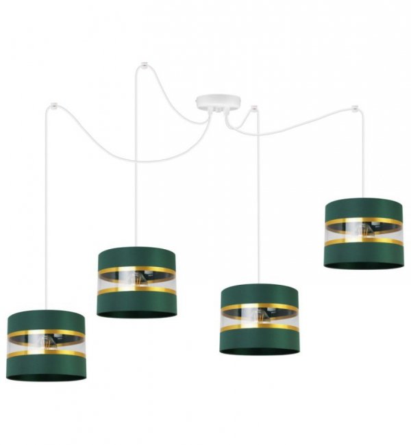 Lampa wisząca Elegance Gold, cztery abażury pająk, metalowa konstrukcja, regulacja wysokości LIGHT HOME