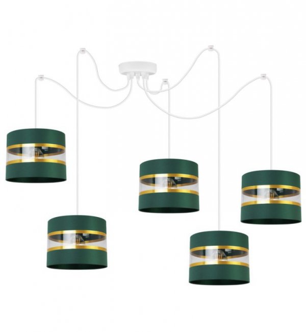 Lampa wisząca Elegance Gold, 5 abażurów, metalowa konstrukcja, spider, regulacja wysokości LIGHT HOME