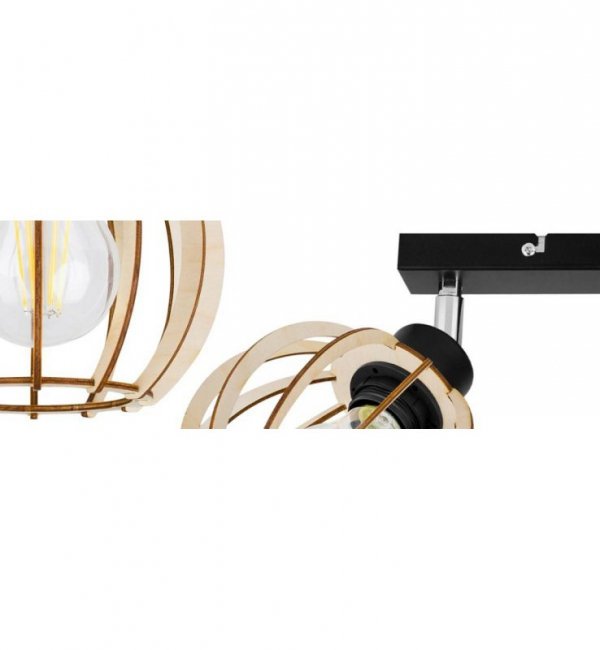 Lampa sufitowa TIMBER, dwa klosze,drewno, metal LIGHT HOME