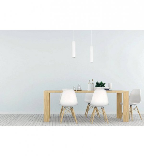 Lampa wisząca na szerokiej prostokątnej listwie 40 cm, 2 podłużne wąskie klosze metalowe tuba 6 cm, GU10 LIGHT HOME