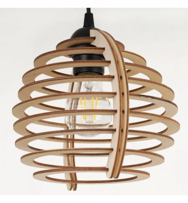 Lampa wisząca na podsufitce 6 cm z drewnianym, ażurowym kloszem 21 cm w kształcie kuli, E27 LIGHT HOME