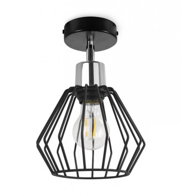 Kinkiet spot regulowany, czarny klosz druciany metalowy 18 cm, srebrne, chromowane wykończenie, E27 LIGHT HOME