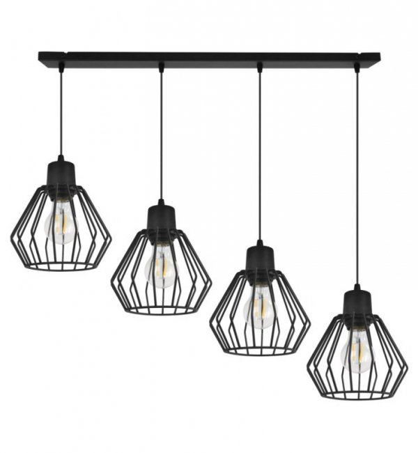 Wisząca lampa regulowana, NUVOLA, 4 źródła światła E27, czarna, na listwie LIGHT HOME