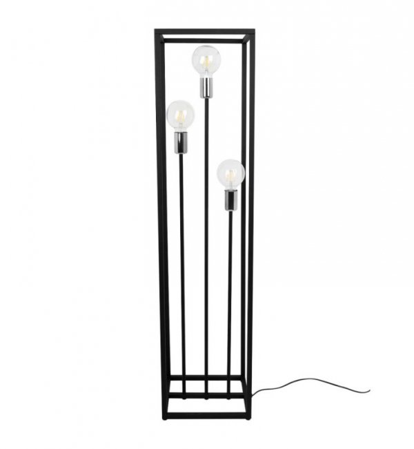 Lampa podłogowa loft HAGA CAGE, czarna, metalowa, 3 źródła światła E27 LIGHT HOME