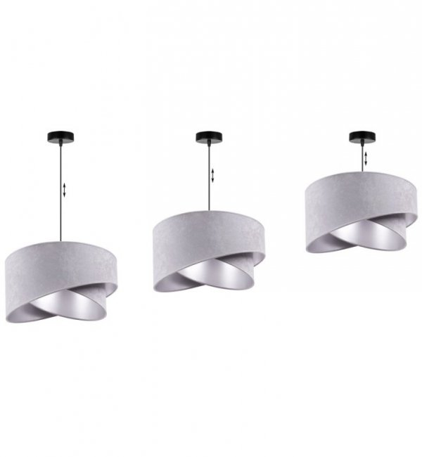 Lampa Wisząca z Abażurem Żyrandol ze Srebrnym Środkiem MEDIOLAN 45 cm LIGHT HOME