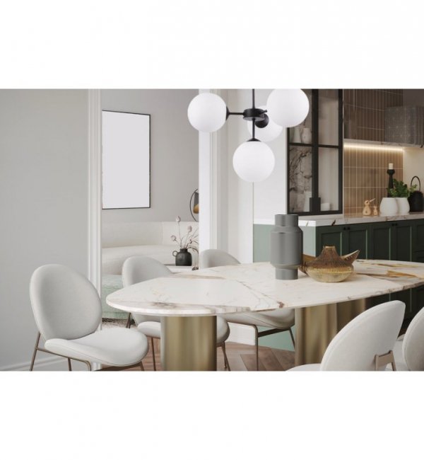 Lampa Wisząca Sufitowa z Regulacją, Żyrandol Czarny, Białe Klosze, E14 LIGHT HOME