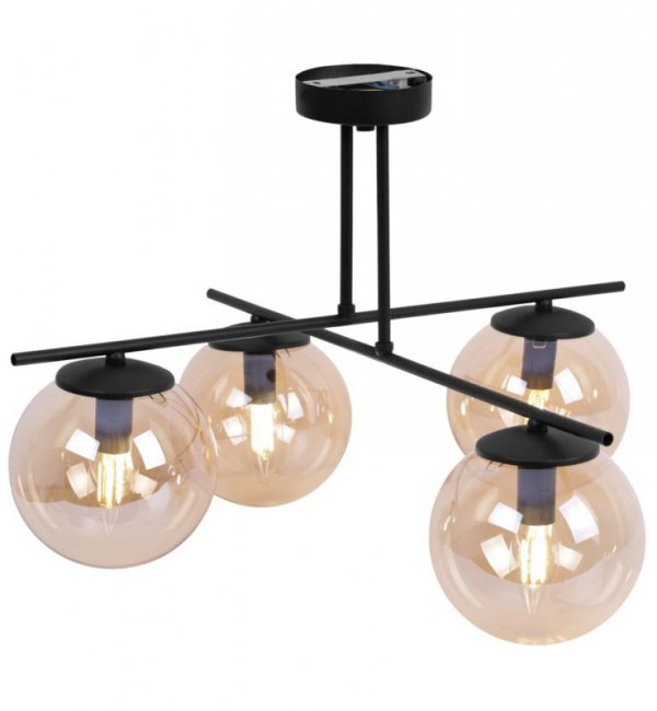 Lampa Sufitowa Żyrandol Czarny w Stylu Loft, Miodowe Klosze, E14 LIGHT HOME