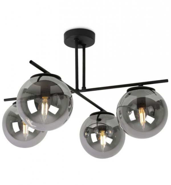 Lampa Sufitowa Żyrandol Czarny w Stylu Loft, Grafitowe Klosze, E14 LIGHT HOME