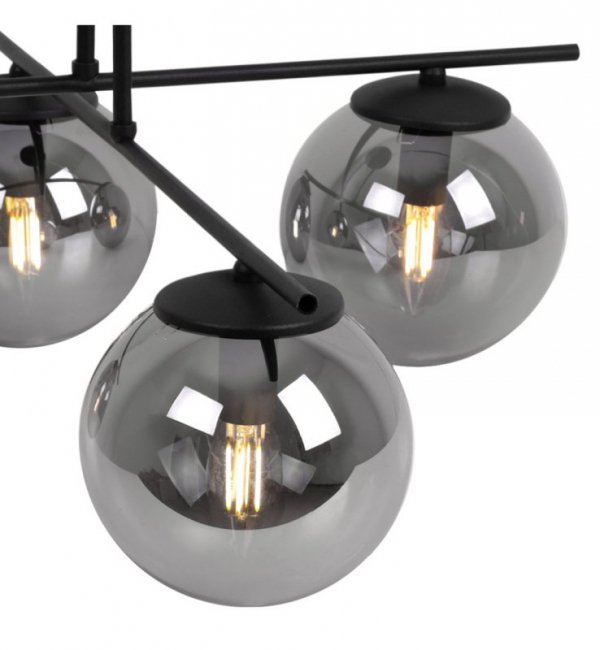 Lampa Sufitowa Żyrandol Czarny w Stylu Loft, Grafitowe Klosze, E14 LIGHT HOME