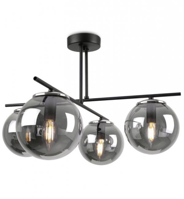 Lampa Sufitowa w Stylu Loft, Żyrandol Szklane Klosze Grafitowe, E14 LIGHT HOME