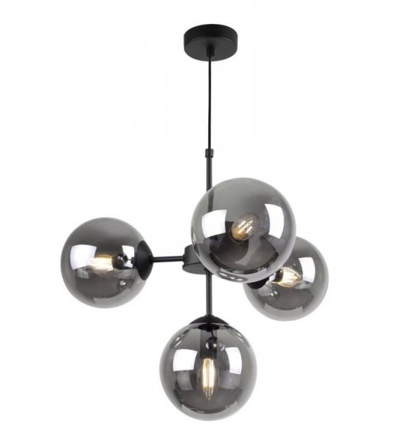 Lampa Wisząca Sufitowa z Regulacją, Żyrandol Czarny, Grafitowe Klosze, E14 LIGHT HOME