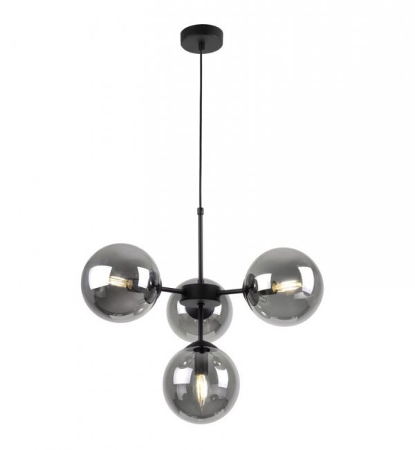 Lampa Wisząca Sufitowa z Regulacją, Żyrandol Czarny, Grafitowe Klosze, E14 LIGHT HOME