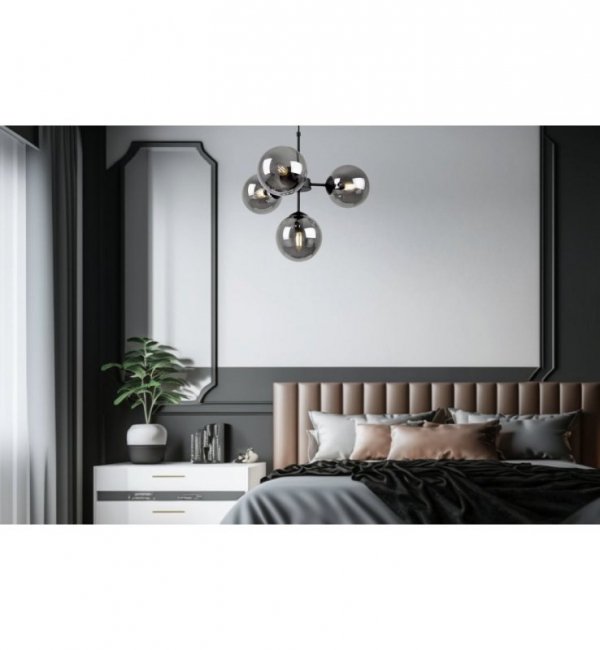 Lampa Wisząca Sufitowa z Regulacją, Żyrandol Czarny, Grafitowe Klosze, E14 LIGHT HOME