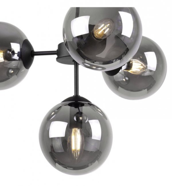 Lampa Wisząca Sufitowa z Regulacją, Żyrandol Czarny, Grafitowe Klosze, E14 LIGHT HOME