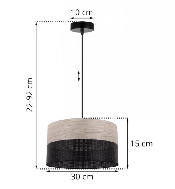 Lampa sufitowa WOOD, 30cm, elegancki abażur z forniru, bielony dąb, E27