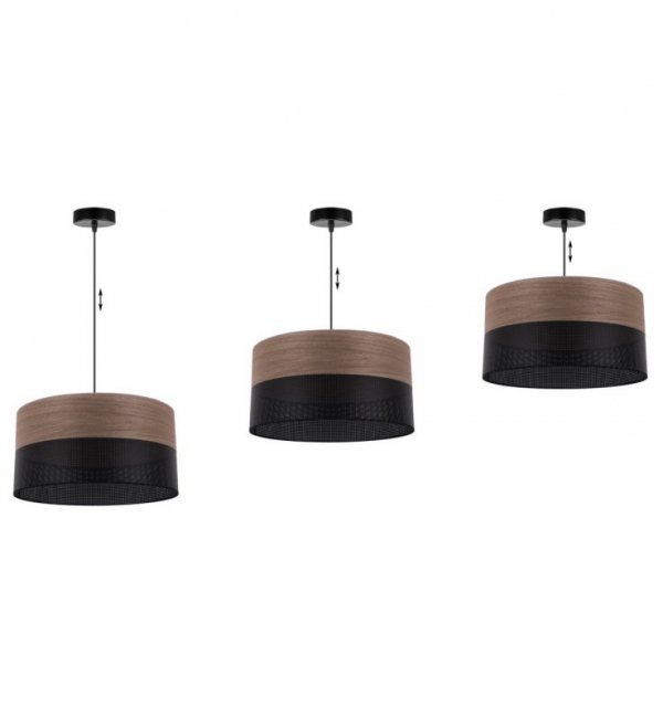 Lampa wisząca WOOD, 40cm, abażur nad stół lub sofę, orzechowe drewno