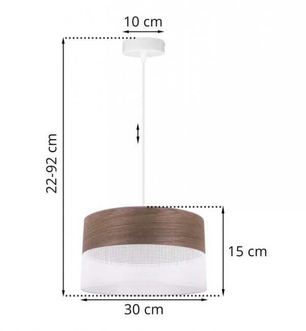 Lampa wisząca WOOD, 30cm, klasyczny biały abażur z dodatkiem drewna