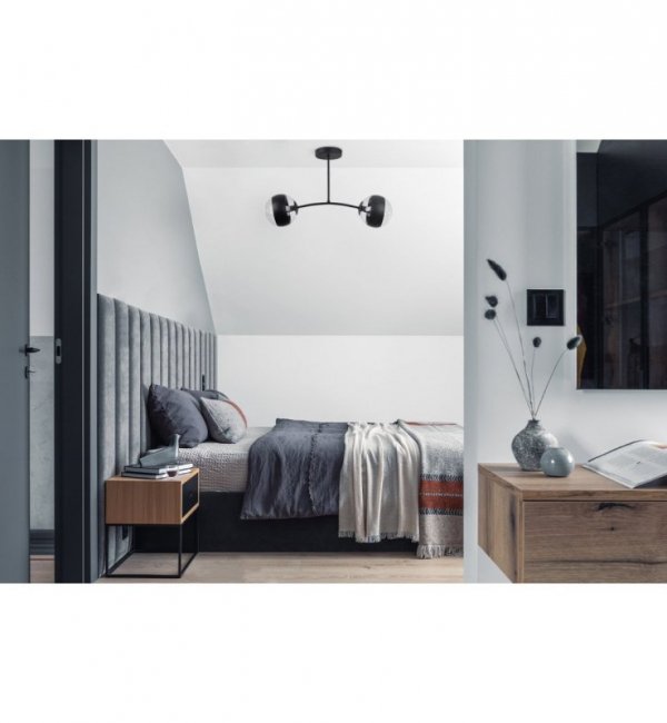 Lampa sufitowa TOLEDO, czarny żyrandol do salonu, sypialni, nowoczesny, E14