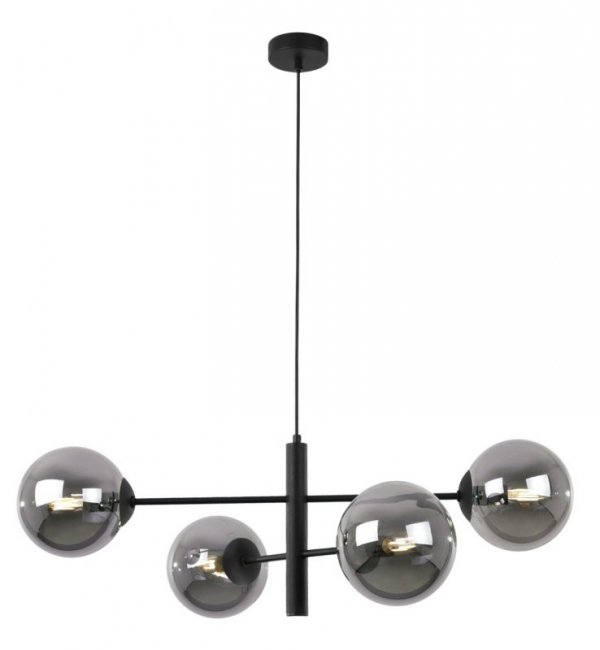 Lampa sufitowa VICENZA, czarny żyrandol loft, elegancki, grafitowe klosze kule, E14