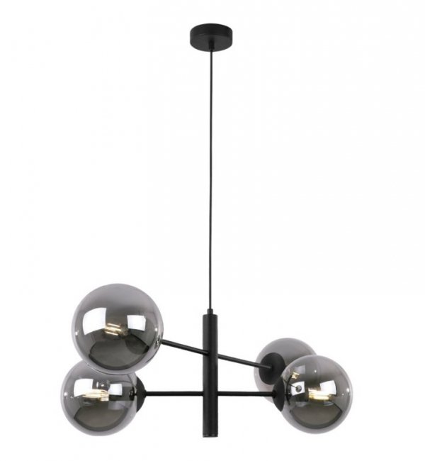 Lampa sufitowa VICENZA, czarny żyrandol loft, elegancki, grafitowe klosze kule, E14