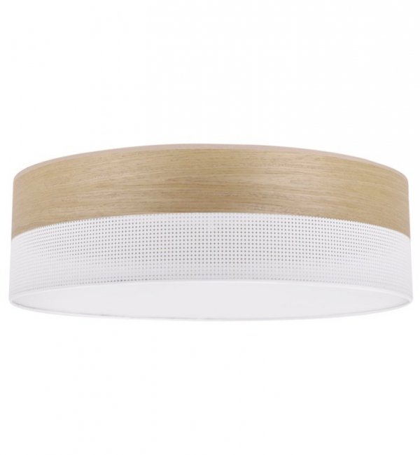 Lampa typu plafon z abażurem WOOD, sufitowa, biały drewniany żyrandol loft, E27