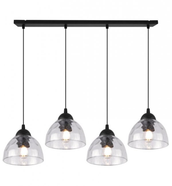 Lampa wisząca VENICE, sufitowa, czarny żyrandol listwa, bezbarwny, szklany, do kuchni, salonu