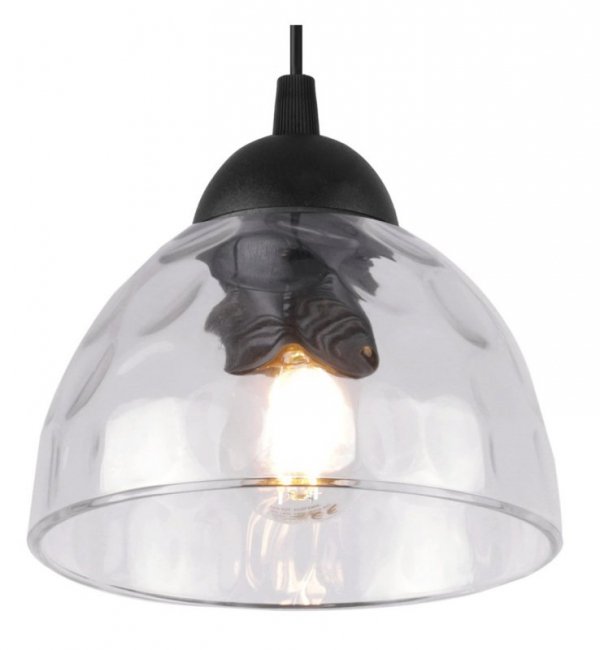 Lampa wisząca VENICE, sufitowa, czarny żyrandol listwa, bezbarwny, szklany, do kuchni, salonu