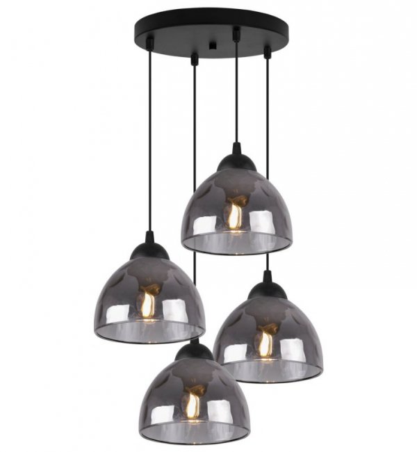 Lampa wisząca VENICE, sufitowa, okrągła czarna listwa, grafitowe szkło, nad stół, misa, E27