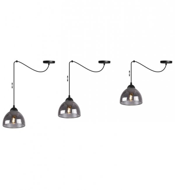 Lampa wisząca VENICE, sufitowa, pojedyncza, czarny pająk loft, grafitowe szkło, misa, E27