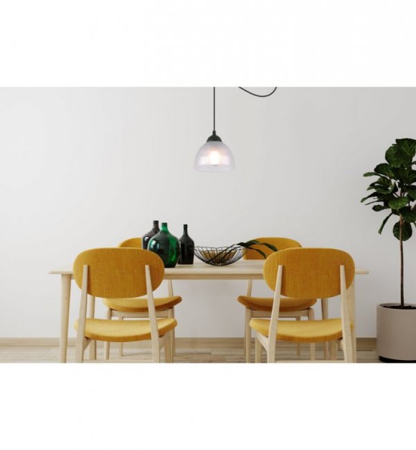 Lampa wisząca VENICE, sufitowa, żyrandol typu pająk, czarny, białe szkło, pojedynczy, misa