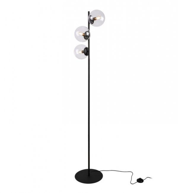 Lampa stojąca podłogowa SIENA, przezroczyste szklane kule, loft, nowoczesna, do salonu, sypialni