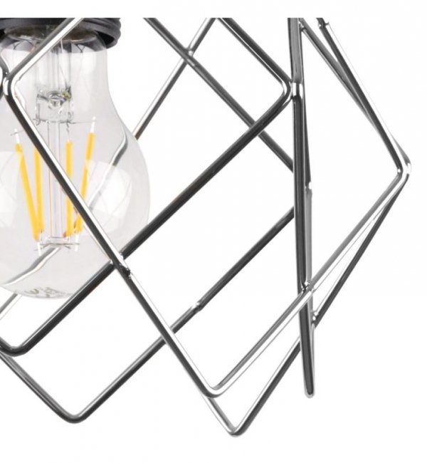 Lampa wisząca STELLA, sufitowa, czarna, srebrny chromowany klosz, nowoczesna, loft, pojedyncza