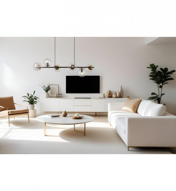 Lampa wisząca SIENA, sufitowa, czarna listwa do kuchni i salonu, szklane przezroczyste kule, 6xE14