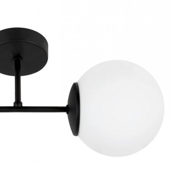 Czarny kinkiet ścienny SIENA, lampa loft z białym kulistym kloszem, do łazienki, kuchni, pokoju, salonu, 1xE14