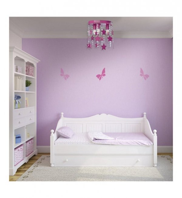 Lampa sufitowa plafon STAR, w kolorze różowym, dziecięca, do sypialni, potrójna