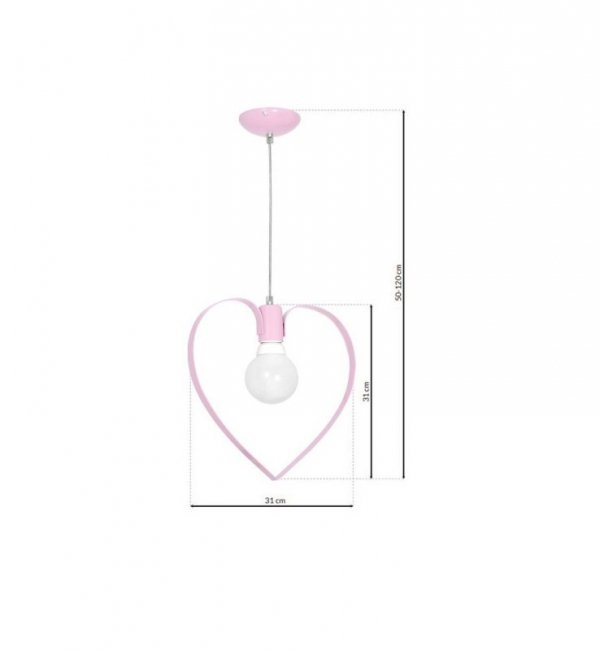 Lampa wisząca sufitowa serce AMORE, różowa, loft, do sypialni, pojedyncza