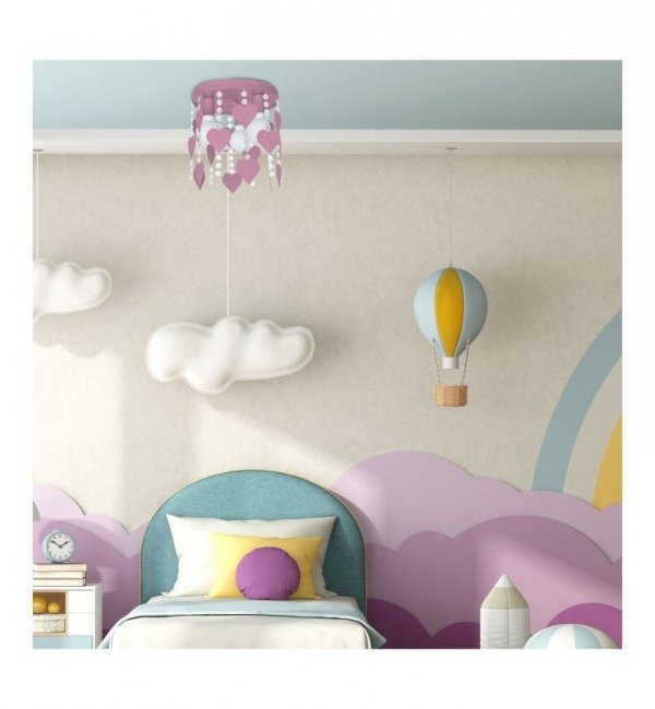 Lampa sufitowa plafon CORAZON, w kolorze różowym, dziecięca, potrójna