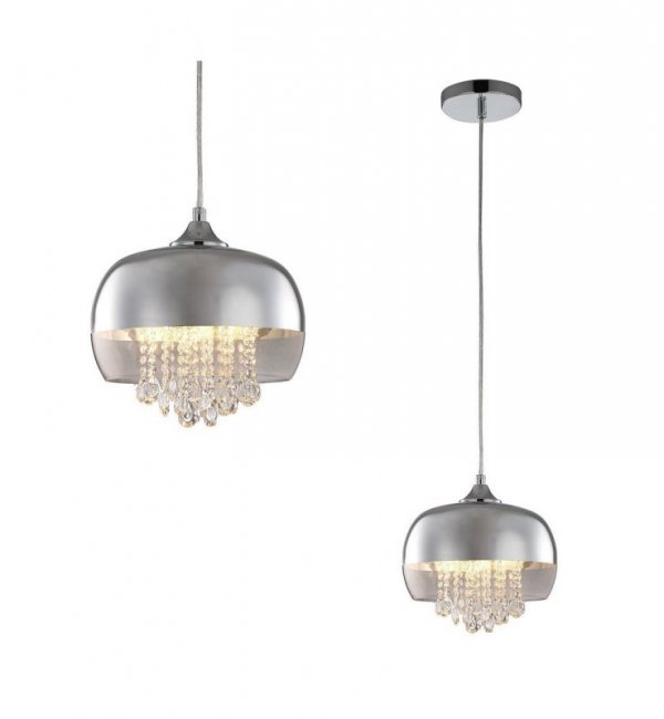 Lampa wisząca sufitowa żyrandol LUNA, kolor chrom, glamour, pojedyncza
