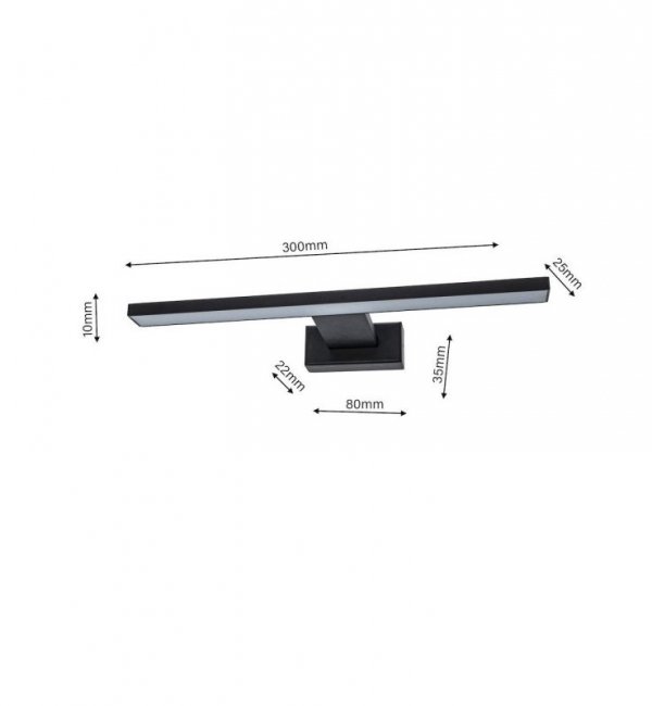 Kinkiet LED lampa ścienna nad lustro SHINE, czarny, 30cm do łazienki, przedpokoju
