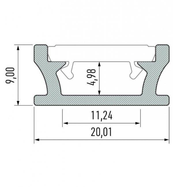 Profil aluminiowy do taśm LED srebrny typ t 1m + klosz mleczny