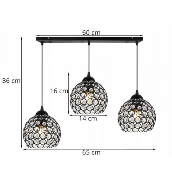 LAMPA SUFITOWA Z KRYSZTAŁKAMI CZARNA CRYSTAL HOME LIGHT HOME