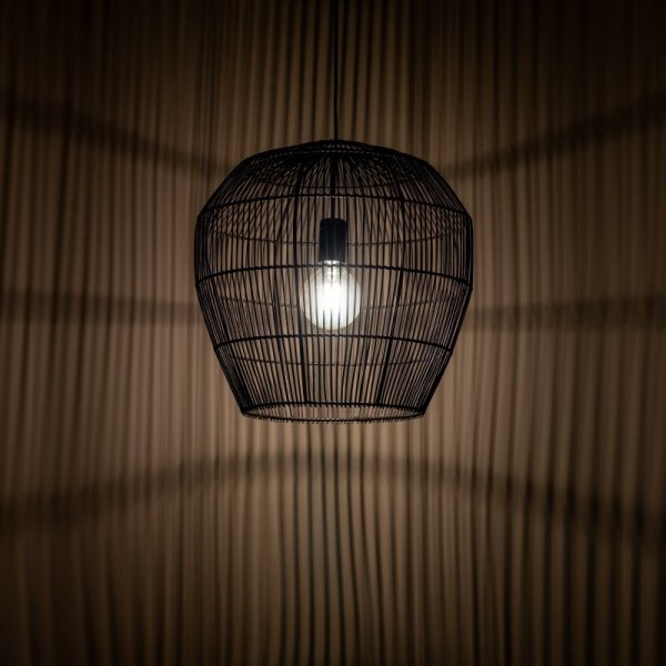 LAMPA WISZĄCA CZARNA BAMBUS NATURAL EKO BOHO DO SALONU SYPIALNI KUCHNI JADALNI NOWODVORSKI HAITI S 11166