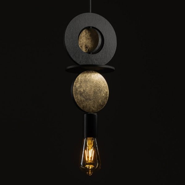 LAMPA WISZĄCA CZARNO ZŁOTA Z DREWNEM DREWNIANE KOŁA ZWIS NA ŻARÓWKĘ NOWODVORSKI DROPS WOOD DROPS WOOD E 11177 DO SALONU POKOJU SYPIALNI JADALNI