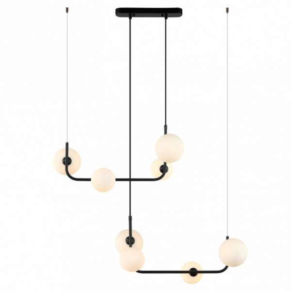 ITALUX FERRAND MDM-4123/4 BK LAMPA CZARNA WISZĄCA NOWOCZESNA SZKLANE BIAŁE KLOSZE DO SALONU