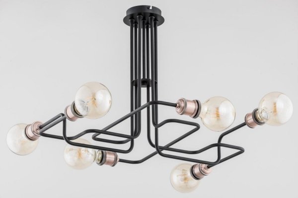 ALFA SOSNOWSCY HOOK 25156 LAMPA SUFITOWA INDUSTRIALNA CZARNA EDISON LOFT MIEDZIANE OPRAWKI
