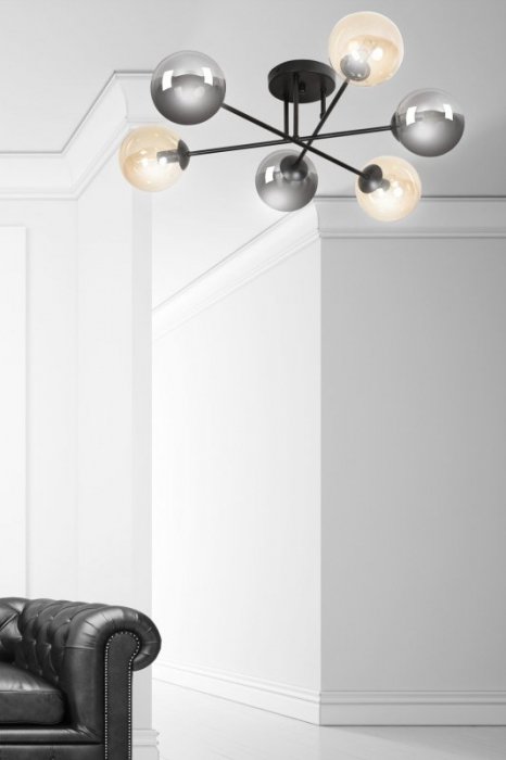 LAMPA SUFITOWA KULE SZKLANE CZARNA DO SALONU SYPIALNI POKOJU EMIBIG BRENDI 6B BL MIX 3