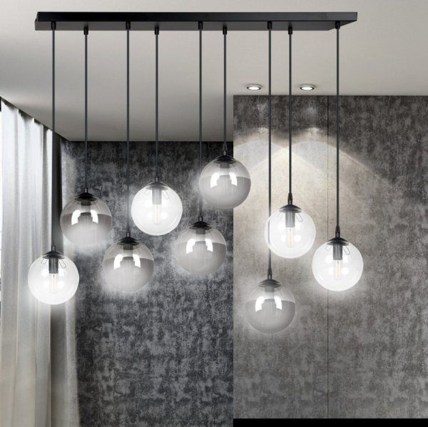 LAMPA WISZĄCA CZARNA KULE SZKLANE DO SALONU SYPIALNI JADALNI KUCHNI EMIBIG COSMO 9 BL MIX2